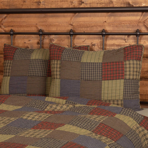 VHC Brands Rustic Bedding Ridge Cotton Patchwork Sham, Cedar Green…...