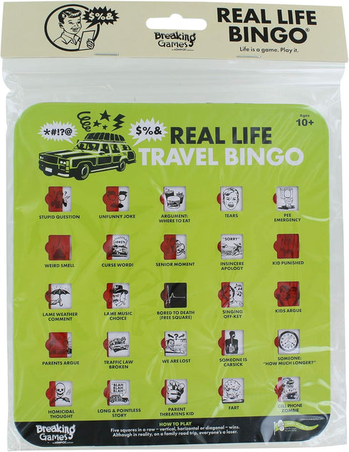 Breaking Games Real Life Travel Bingo - Hilarious On-The-Go Family Game - Compact & Durable for Endless Road Trips, Flights, and Adventures...