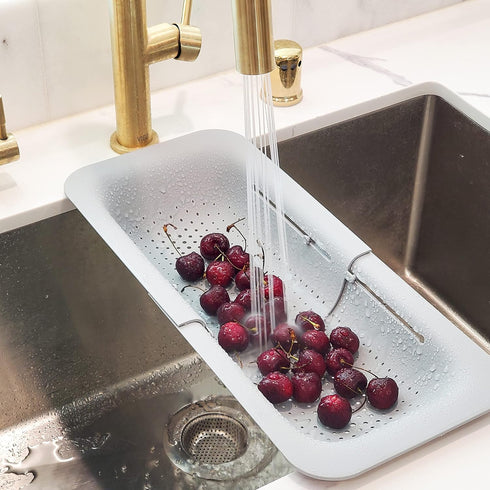 Makerstep Over the Sink Colander Strainer Basket - Expandable, Wash, Drain, and Dry. - New Home Kitchen Essentials, Multifunctional Kitchen Gadget...