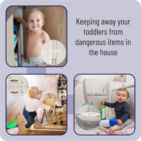 Bates- Child Safety Strap Locks, 6 Pack, Child Proof Cabinet Latches, Child Safety Cabinet Locks, Drawer Locks Baby Proofing, Baby Cabinet Safety ...