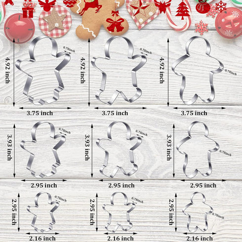 CHENGU 9 Pcs Gingerbread Man Cookie Cutters Christmas Gingerbread Boy and Girl Cookie Cutter Molds Set Funny Cute Stainless Steel Cookie Cutter Sh...