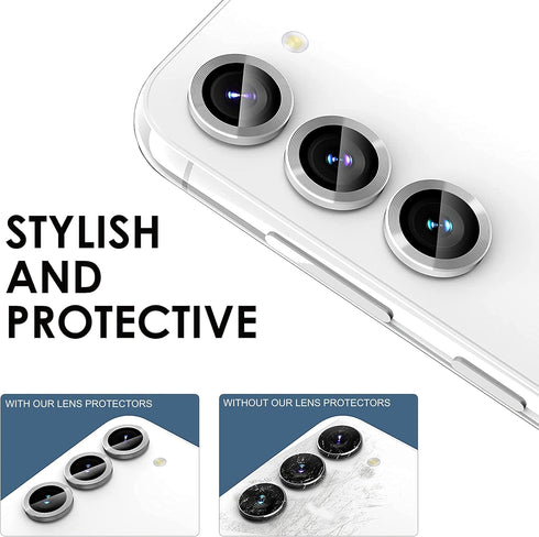 for Galaxy S24 Camera Lens Protector, Scratch-Resistant HD Clarity Ultra-Thin 9H Tempered Glass with Aluminum Edging, Individual Metal Lens Cover,...