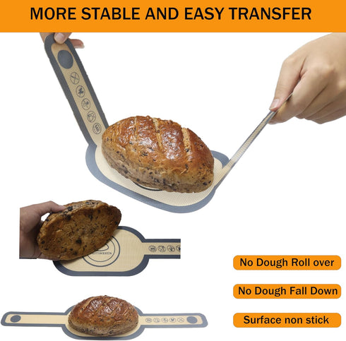 2pcs Sourough Silicone Bread Sling, Heat Resistant&Non Stick&Easy Clean dutch oven silicone mat,Reusable With Extra Long Handles ?Used for Transfe...