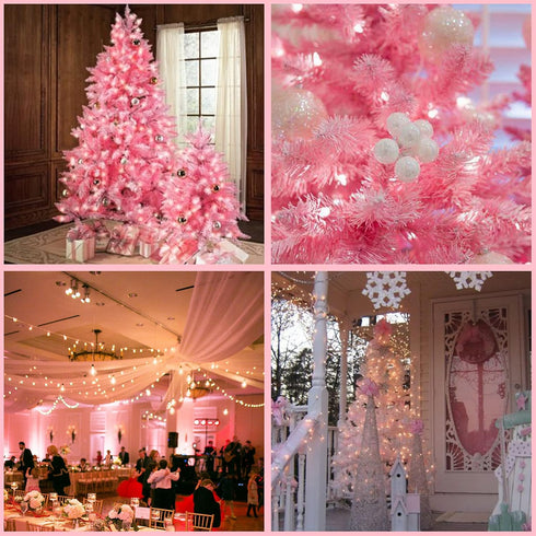 200 Pink LED Christmas Lights with Pink Wire, Pack of 2 Sets 33 ft 100 Count UL Certified Commercial Grade String Light...