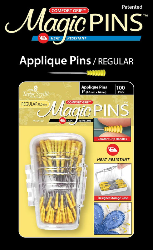 Taylor Seville Originals Comfort Grip Magic Pins Applique Regular -Quilting Supplies-Sewing Supplies-Sewing Notions-100 Count...