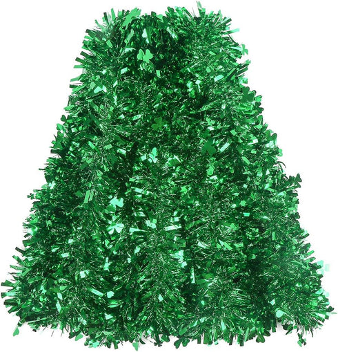 CCINEE 33FT St.Patrick's Day Tinsel Garland,Shamrock Clover Green Metallic Garland for Irish Party Home Decoration...