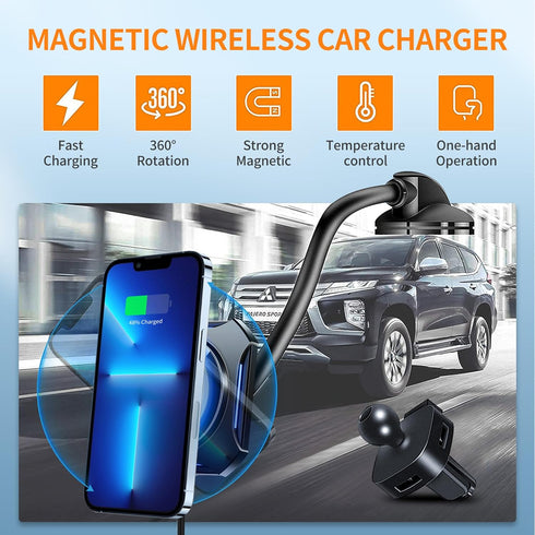 OTAO for Magsafe Car Mount Charger, Wireless Charger Fast Charging for Magsafe Car Charger, Air Vent/Dashboard Magnetic Phone Holder for iPhone 15...