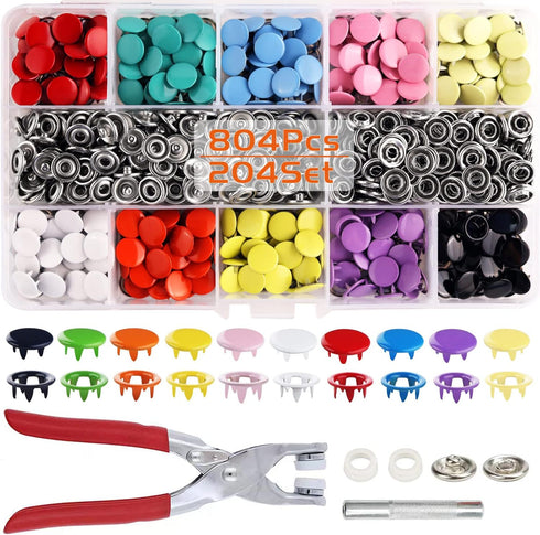 Snaps Buttons with Fastener Pliers Press Tool Kit, Snaps for Sewing, Snap fasteners tool, 804 Piece with Snaps Pliers Snaps for DIY CraftingSewing...