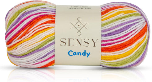 Sensy Candy Yarn, 3.5 oz, 251 Yards, Multicolor Yarn for Crocheting and Knitting, Craft Yarn, Gauge 3 Light (5432)...