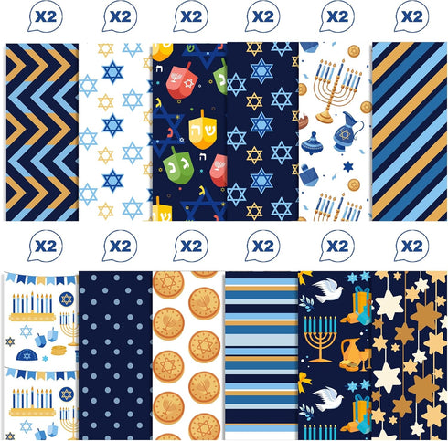 Hanukkah Candle Scrapbook Paper Pad,24 Pcs Hanukkah Double-Sided Decopodge Paper,Cardstock Paper for Scrapbooking DIY Decorative Background Cardma...