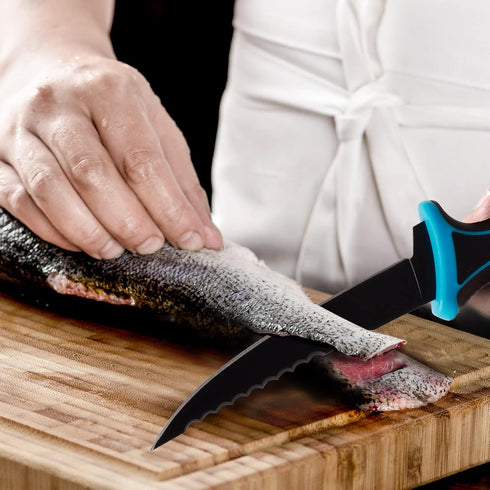 FLISSA Fish Fillet Knife, 5" Fishing Knife & Bait Knife with Protective Sheath, Non-Slip Handle, Belt Clip and Razor Sharp 8Cr13MoV Stainless-Stee...