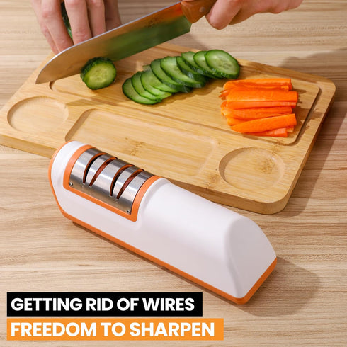 Knife Sharpener Professional 2-Stage Electric Knife Sharpener, Black, Knife Sharpener for a wide range of kitchen knives with quick sharpening and...