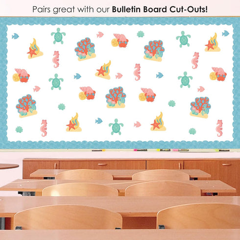 Big Dot of Happiness Ocean Creatures - Scalloped Classroom Decor - Bulletin Board Borders - 51 Feet...