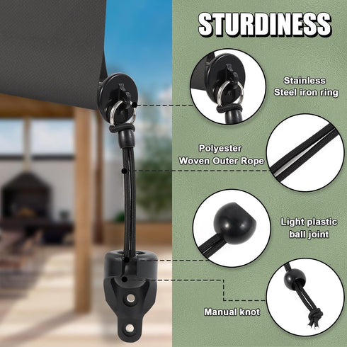 Lifepefe Bunge kit+cordless bracket+new end cover, universal replacement mounting bracket kit for outdoor/indoor sun blind (Black)...