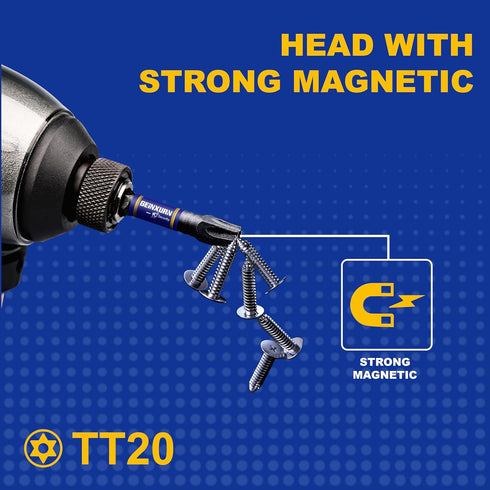 2 In. Security T20 Impact Magnetic Screwdriver Bit Set, 51Pieces #20 Torx Head Power Bit Set, S2 Alloy Steel Hollow Star Bit Set with 1Pcs Impact ...