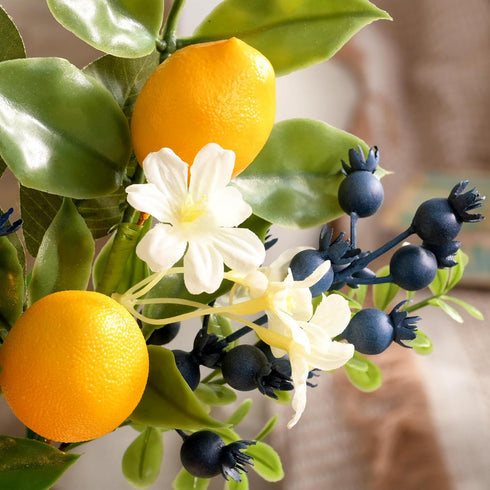 Valery Madelyn 6 Packs Spring Summer Picks with Lemons Blueberry Eucalyptus Leaves, Artificial Fruit Lemon Picks with Greenry, Summer Lemon Branch...
