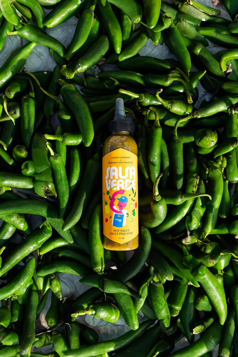 Heartbeat Hot Sauce x Laurent Dagenais Salsa Verde: Poblano Peppers, Pineapple, Tomatillos, Avocado Oil, Honey, Oregano, and Cilantro, 6 oz - Smal...
