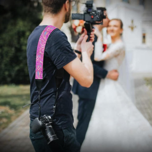 Art Tribute Camera Strap for All DSLR and Mirrorless Cameras Including Binoculars. Embroidered White Woven Universal Neck & Shoulder Strap, Floral...