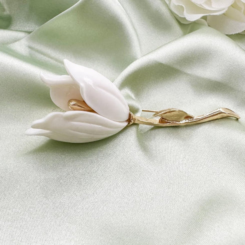 Elegant Enamel Tulip Flower Brooch Pins, AILUOR Fashion Opal Crystal Rhinestone Flower Corsage Scarf Pins Jewelry Accessories Clothing Bouquet Bro...