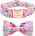 Lionheart glory Floral Rose Print Dog Collar Adjustable Soft Dog Collar with Bowtie, Girl Pet Collars for X-Small Small Medium Large Dogs...