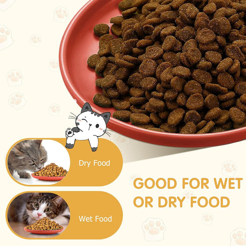 4 Pcs Whisker Fatigue Relief Cat Bowl Shallow Cat Food Dish 6 Inch Cat Wet Feeding Bowls Wide and Short Legged Cat and Small Pet Plate for Kittens...