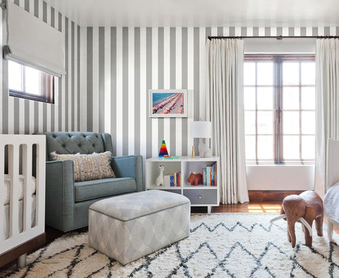 Erfoni Grey and White Wallpaper Striped Contact Paper Peel and Stick Wallpaper Modern Self Adhesive Contact Paper 17.7"x118" DIY Wallpaper Striped...