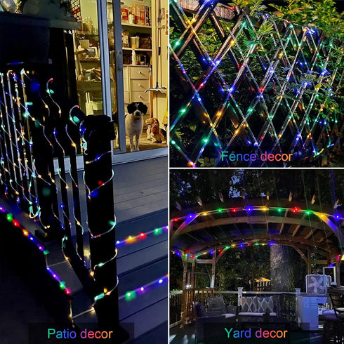 JMEXSUSS 200 LED Trampoline Accessories Solar Rope Lights, 66ft IP 65 Waterproof Solar Camping Lights Outdoor, 8 Modes Solar Trampoline Lights for...