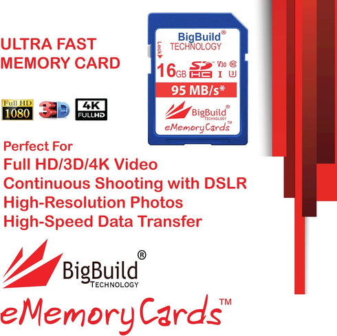 16GB UHS-I U3 95MB/s Memory Card for Canon PowerShot SX420 is, SX430 is, SX520 HS, SX530 HS, SX540 HS, SX60 HS, SX610 HS, SX620 HS, SX710 HS, SX72...