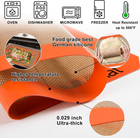 Silicone Baking Mats Set of 2 Square Non-Stick Reusable Air Fryer Linner - Best German Silicone - 9 inch...