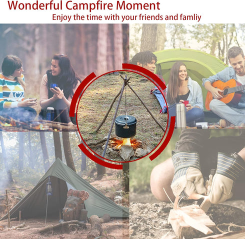 Camping Tripod Board Accessories - Turn Branches into Campfire Tripod for Cooking Portable Camping Gear with Adjustable Chain Camp Grill Accessori...
