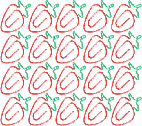 Strawberry Paper Clips 20pcs, Colorful Paperclips Cute Paper Clips Fruit Shaped Fun Paper Clips Coated Paper Clips Bookmarks Office Supplies for D...