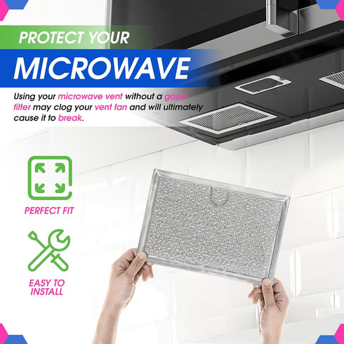 Microwave Filter Replacement 5.12” x 7.64” Fits Frigidaire 5304464105 WB06X10608 GE Microwave Filter - Aluminum Mesh Screen Grease Filter - Filter...