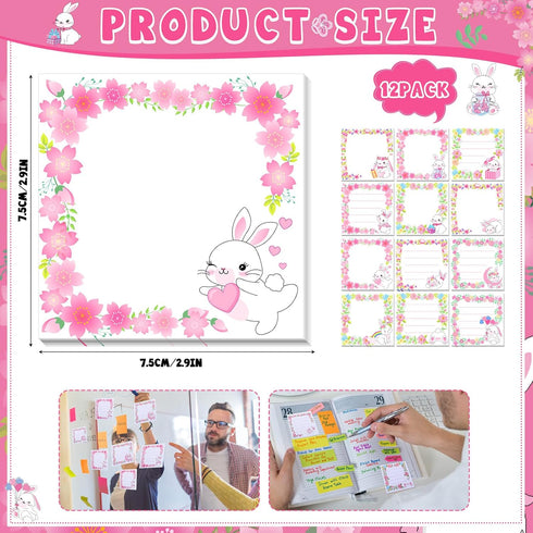 Handepo 12 Pack Rabbit Notepad Small to Do List Sticky Notes Funny Cute Note Pads Rabbit Sticky Notes Rabbit Theme Self Stick Note Pads Memo Pads ...