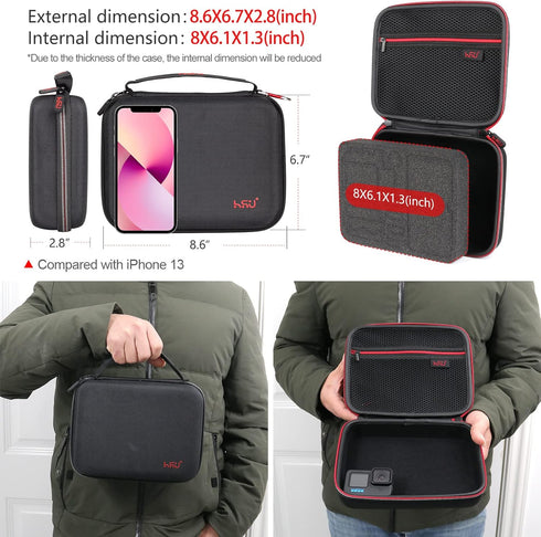 HSU Middle Protective Carrying Case for GoPro Hero 12, 11, 10, 9, 8, Hero 7 Black, Hero 6,5, 4 Black and Accessories, Compact and Safe Action Came...