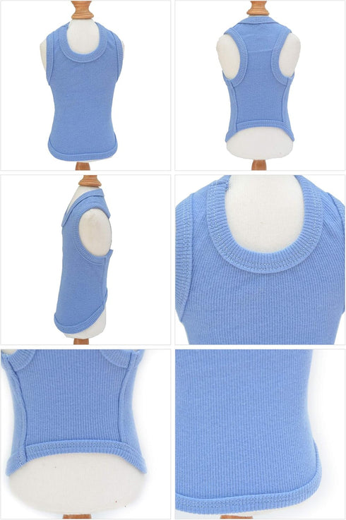 Lovelonglong 2019 Summer Pet Clothing, Dog Clothes Blank T-Shirts Ribbed Tanks Top Thread Vests for Large Medium Small Dogs 100% Cotton Powderblue...