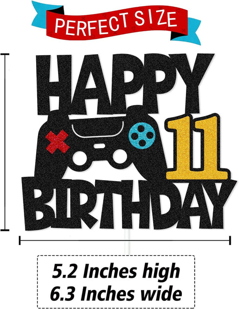 Happy 11th Birthday Cake Topper Game Controller 11s Cake Decoration Level 11s Unlocked Cake Decor Video Play Game Movie Theme Boys Girls Men Women...