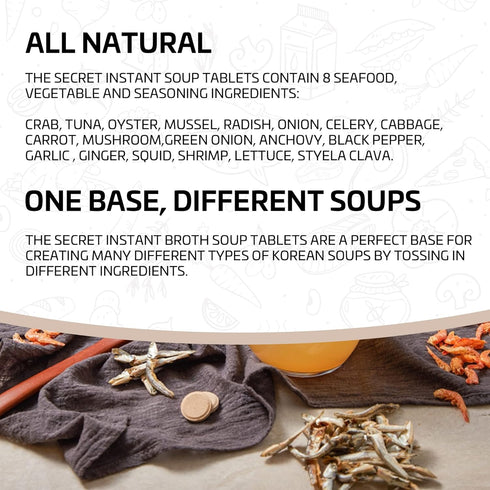 30 tablets - Seoul soup secrets - Instant Korean soup tablet, seafood vegetable stock broth, all natural ingredients, made in Korea...