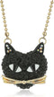 Betsey Johnson Pave Cat Pendant Necklace, 16" + 3" Extender...