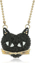 Betsey Johnson Pave Cat Pendant Necklace, 16" + 3" Extender...