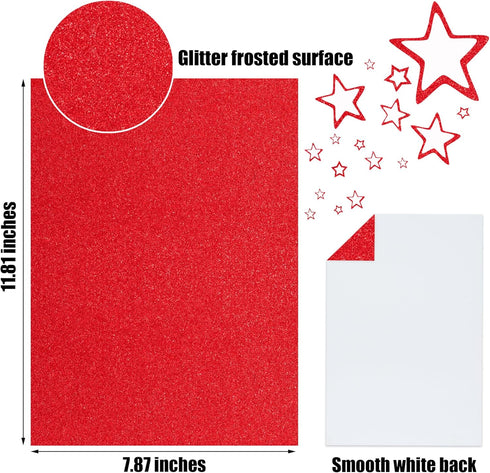 20 Sheets Christmas Red Glitter Cardstock Paper, A4 Size Glitter Paper for Crafts, Birthday and Wedding Party decorations, Gift Box packing and Ot...