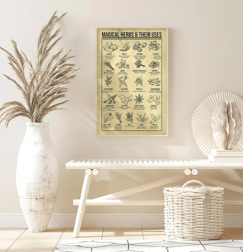 VLPGifts Magical Herbs And Their Uses Poster - Magic Herbs Kitchen Poster - Set Of 3 Posters Herbs - Wall Decor No Frame Poster, 11”x17”, White...