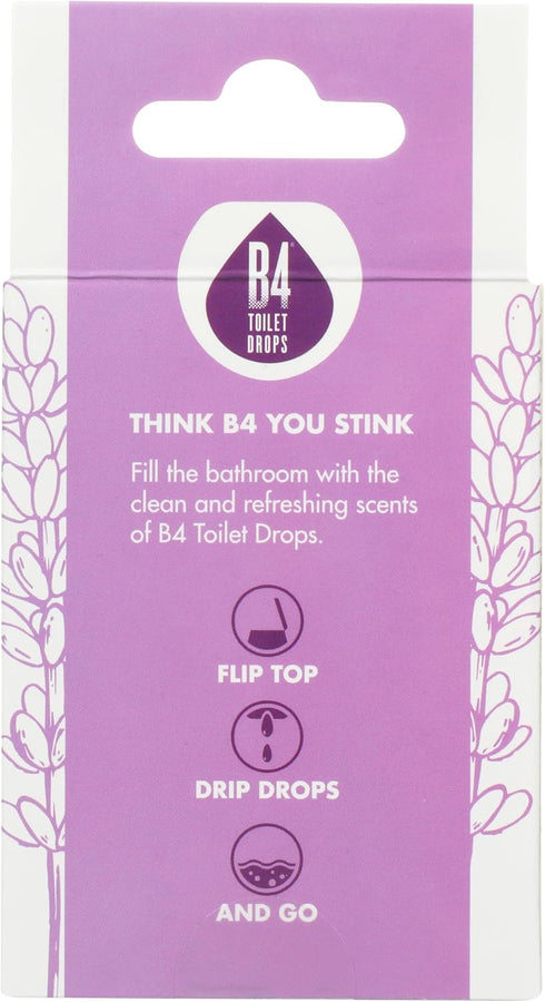 B4 Toilet Drops Toilet and Bathroom Deodorizer Drops, 2 Ounce Bottle (Lavender Spring)...