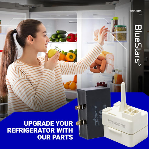 BlueStars New Upgraded W10613606 Refrigerator Compressor Start Relay and Capacitor - Compatible with Whirlpool KitchenAid Kenmore Refrigerators - ...