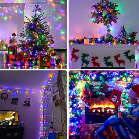 33ft 100 LED Christmas Lights Plug in, 8 Modes Christmas Tree Lights Outdoor Waterproof, Multicolor Christmas Lights for Tree, Patio,Yard...