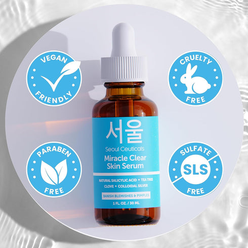 SeoulCeuticals Korean Acne Serum, Skin Care Treatment for Acne Prone Skin - Rapid Action Salicylic Acid, Tea Tree & Clove For Even Skin Tone 1oz...
