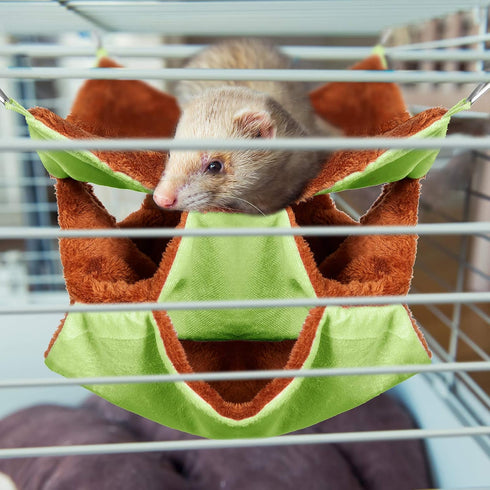 Weewooday 3 Pieces Small Animal Hanging Hammock, Soft Plush Material, Triple-Layer Design, Suitable for Hamster, Ferret, Chinchilla...