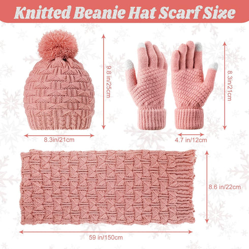 Women Winter Hats Scarf and Gloves Set for Women Including Ear Covers Cold Weather Glove Scarves Hats Knit Beanie Scarf Glove...