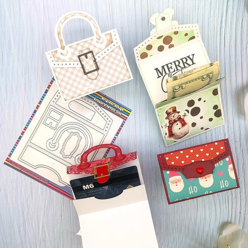 AlinaCraft 1set Card Bag Metal Cutting Die Cut for Handmade Gift Cards Holder Gift Wrap Money Packing Paper Craft Scrapbooking for DIY Holiday Gif...