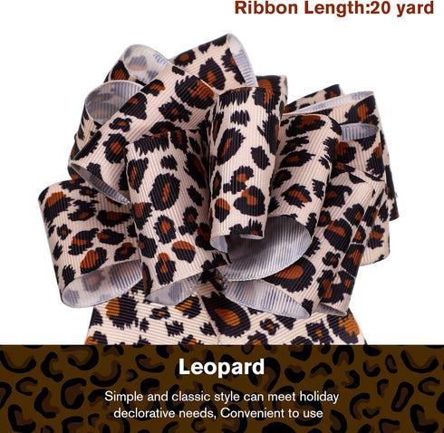 Chuangdi Leopard Print Ribbon 1.5 Inch 20 Yards Cheetah Print Ribbon Grosgrain Christmas Animal Leopard Craft for Hair Bows Headbands Making and C...