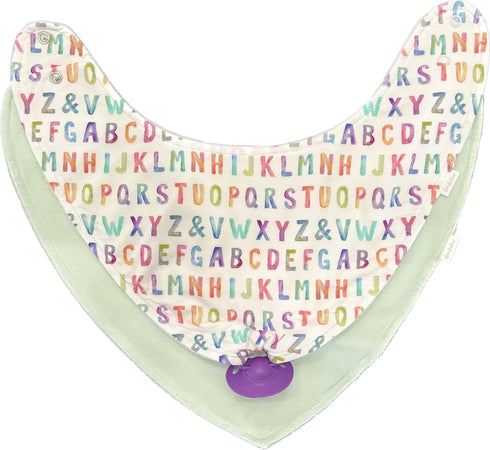 Baby Bib for Drooling and Teething with Pacifier or Teething Toy Attachment - ABC I Love You...